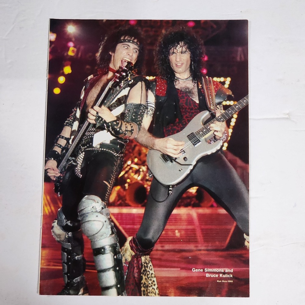 Gene Simmons & Bruce Kulick KISS color pinup poster clipping vintage 80s 8x10